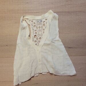 American Eagle Outfitters Cream Lace Back Blouse